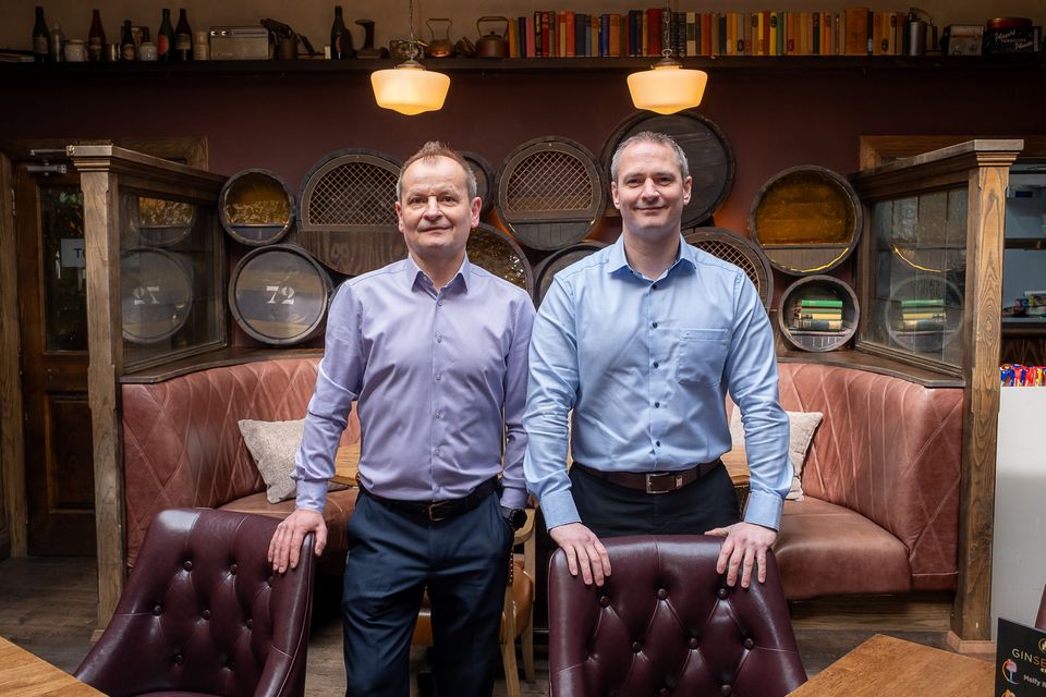 Mark Roche (right) and business colleague Bruno Szmelter, in the Castle Inn, Bray. Photo: Leigh Anderson.